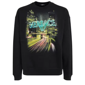 Black Cotton VERSACE Felpa