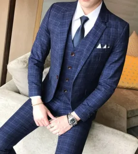 Blazer  gilet  pantaloni 2022 nuovi uomini Fashion Boutique Lattice Business Casual Suit Stage Groom Wedding Dress Performance