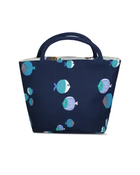 Borsa a mano reversibile blu bianco