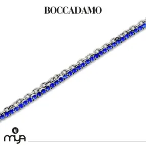 Bracciale tennis doppio filo con cristalli blu    
