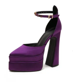 Brand Style Track Ultra Women's High Heel Crystal Fashion Pointed Toe Wedge Platform Chunky Shoes S