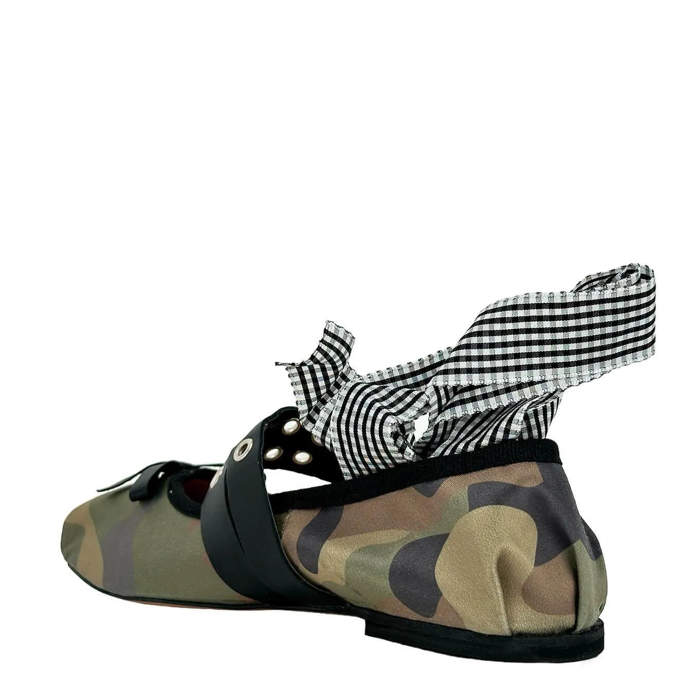 Divine Follie Scarpe Donna, Ballerina, Lacci alla Caviglia, Pelle, Camouflage