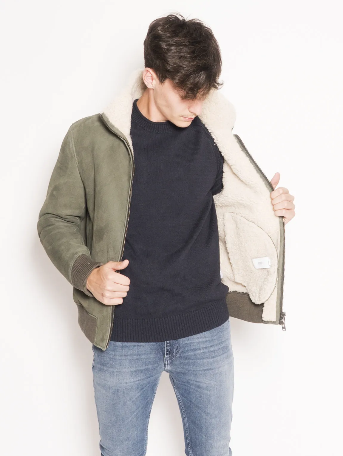 Giacca in Shearling Verde