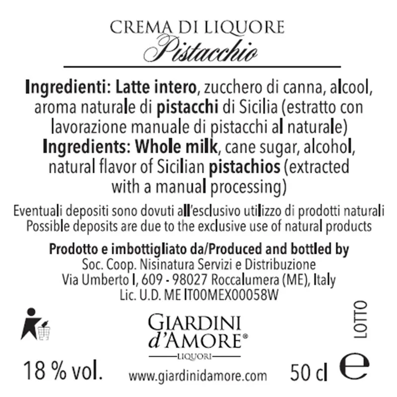 Giardini d'Amore Pistachio Liqueur 50 cl