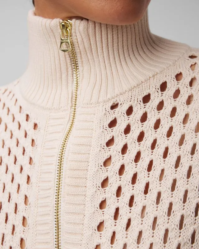 Gilet beige in maglia da donna Varley Gaines Half Zip Knit