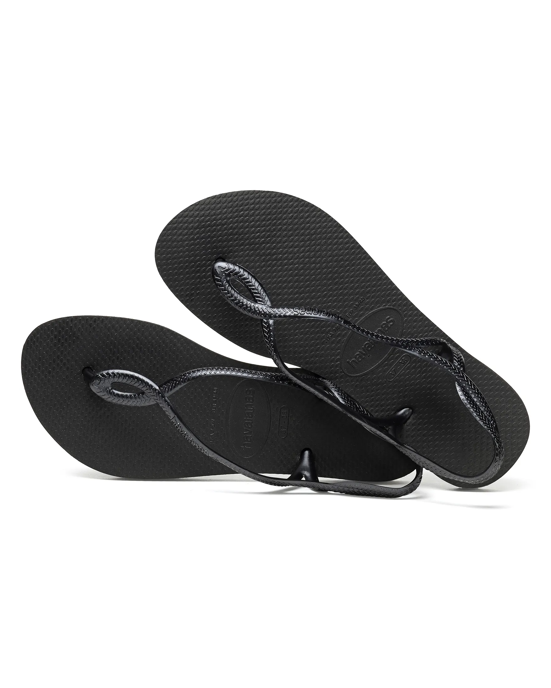 Havaianas Luna Sand nere con fascette intrecciate con logo in rilievo tono su tono