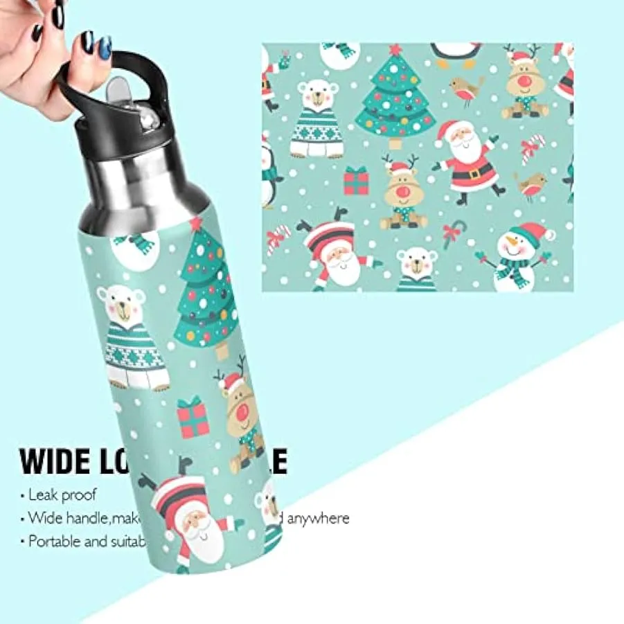 KAAVIYO Christmas Snowman Moose Gift Insulated Stainless Steel 600ML Water Bottle