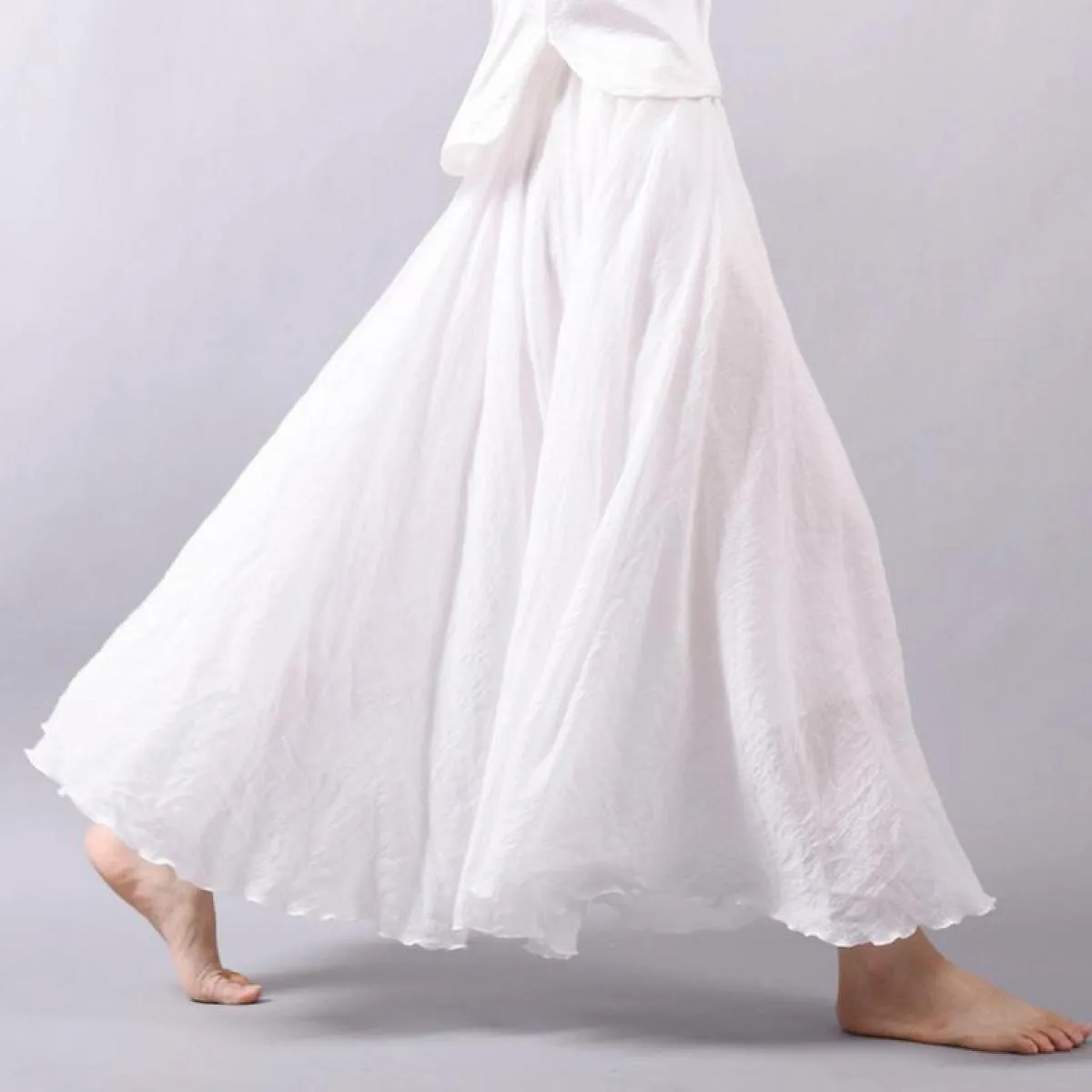 Long linen skirt for women, red solid color, cotton and linen long skirts.