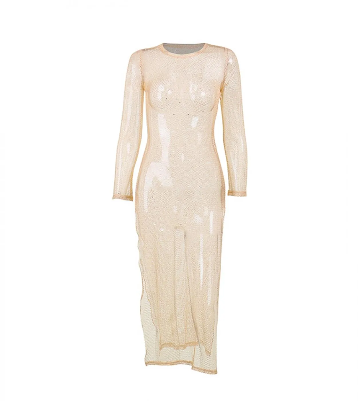 Long-sleeved women's dress with transparent outer covering - Elegant party dresses for women 2023