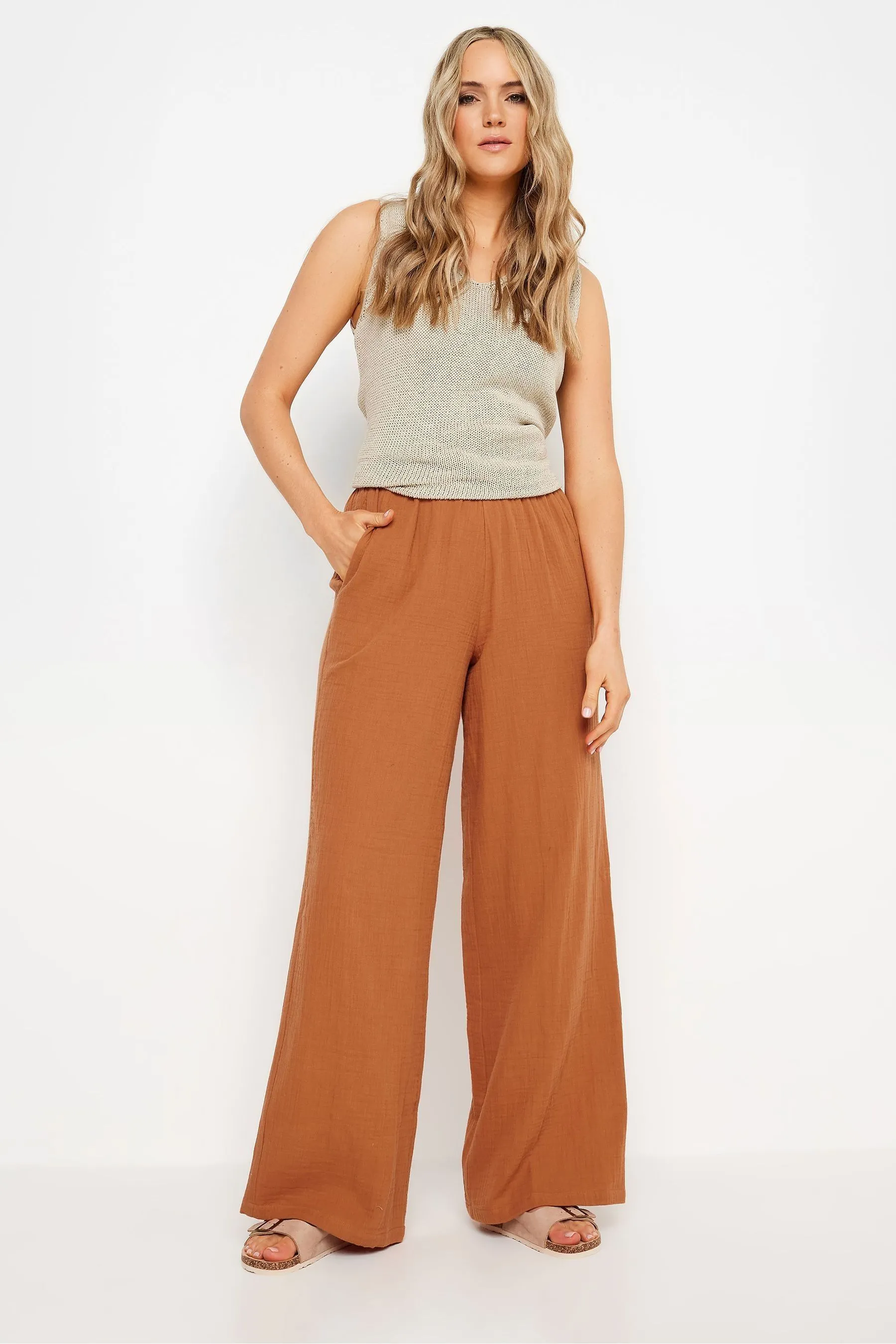 Long Tall Sally - Wide-legged Pants with Cashmere Print