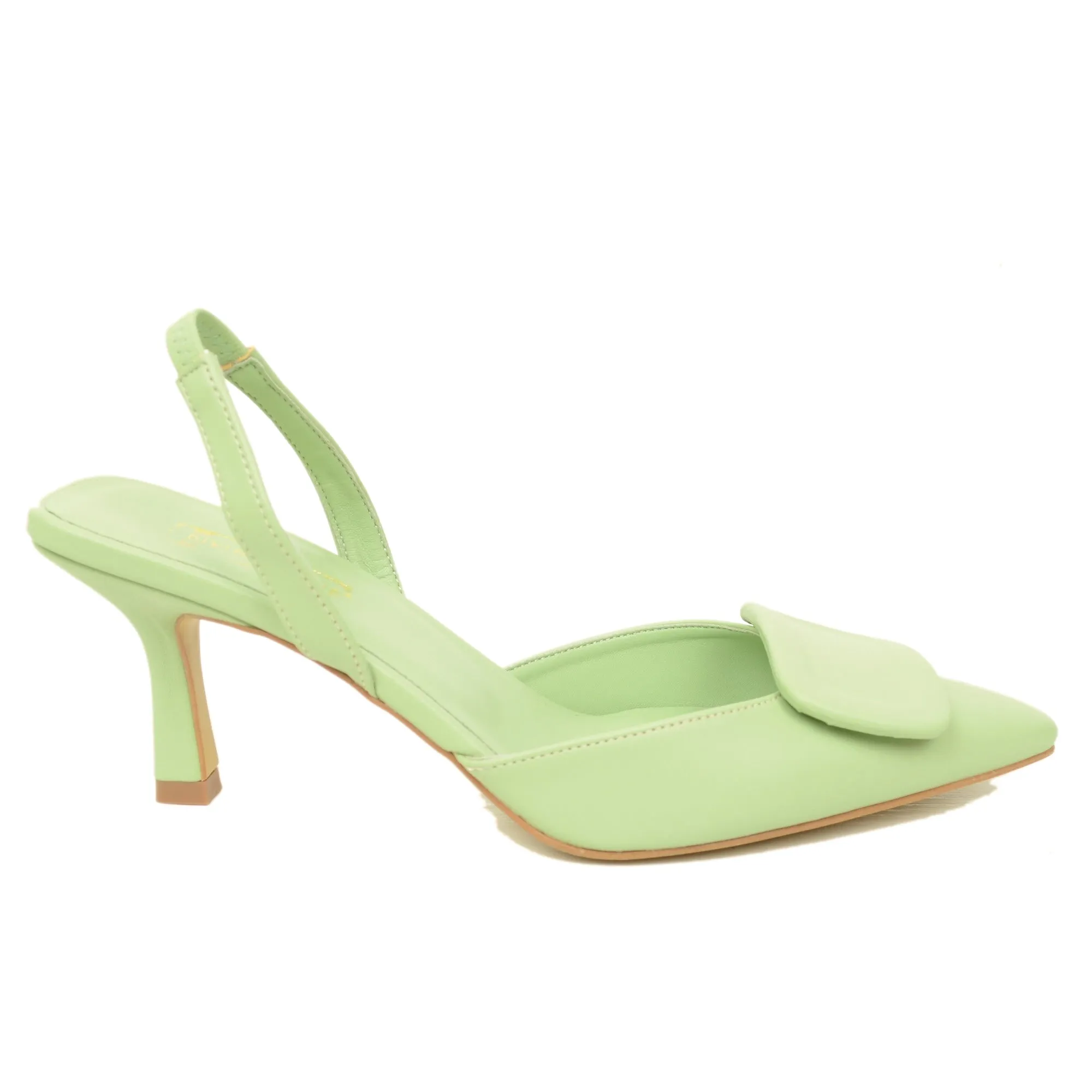 Mint-colored Elegant Decolleté with 8cm Heel, Made in Italy.